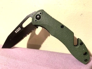 5.11 Tactical 51142 Charlie Folder Linerlock Tanto Combo Edge Pocket Knife-Great - Picture 1 of 10