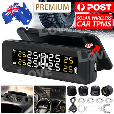 Solar Wireless TPMS Car Tire Tyre Pressure Monitor System Monitoring + 4 Sensors - image 1 of 4