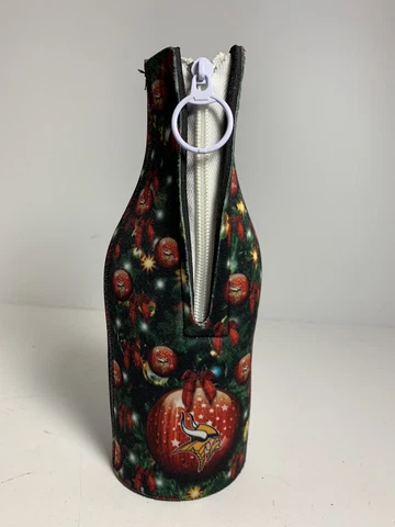 Minnesota Vikings Christmas Bottle Suit Holder NFL Coozie Koozie Neoprene A3 Cover