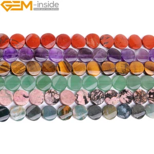 Mookaite Rose Quartz Twist Coin Natural Loose Beads For Jewelry Making 15" 16mm - Picture 1 of 59