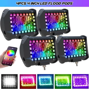 4 inch LED Pods Work Light BAR Multi-Color Chasing RGB Halo Strobe FIT For SUV c - Picture 1 of 8