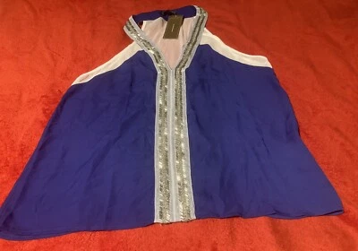 Francesca’s womens top 100% polyester size L purple color - Image 1 of 4