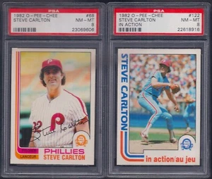 PSA 8 1982 O-pee-chee OPC by Topps Steve Carlton Phillies #68 #122 2-CARD-LOT - Picture 1 of 1