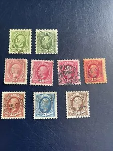 Sweden 1891-1911 King Oscar II,used 9 stamps , Fine Condition,see Photos - Picture 1 of 9