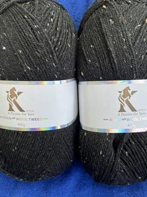 2 x 400g Knitco Aran With Wool Tweed In Black - Image 1 of 4