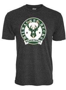 T-shirt Tri-Blend Blue 84 Milwaukee Bucks NBA con licenza ufficiale nera, - Foto 1 di 3