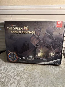 PUZZLE 3D Queen Anne’s Revenge BlackBeard’s Ship 111 Pieces NEW 19.9x7.5x17 Inch - Picture 1 of 9