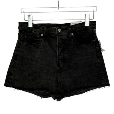 Old Navy 10 Higher High Waisted Button Fly Sky-Hi A-Line Black Jean Shorts NEW - Image 1 of 4