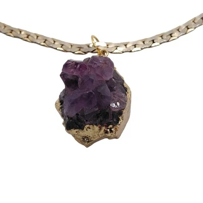 Collar roca amatista cristales tono oro Foto 1 de 4