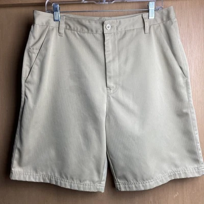 Pantalones Cortos de Golf Fila Para Hombre Talla 34x8 Caqui Beige Cremallera Mosca Cinturón Lazos Bolsillos Mancha Foto 1 de 4