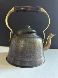 Vtg Demmex Tea Kettle Pot Hammered Copper Brass Handcrafted 70’s Rustic Turkey - Picture 1 of 24