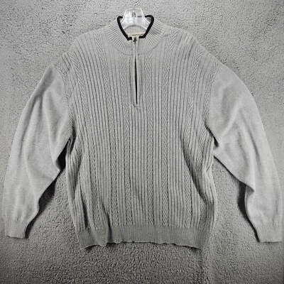 Pronto UOMO Long Sleeve Jumper Pullover Sweater Men's XL Grey Quarter 1/4 Zip - Image 1 of 4