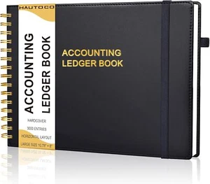 Hardcover Accounting Ledger Book for Small Business Bookkeeping Horizontal Money - Picture 1 of 3