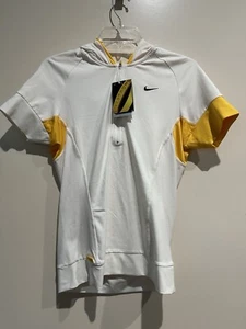 Nike Women’s Dri-Fit Quarter Zip  Athletic Golf Shirt Yellow And White Size M - Picture 1 of 6