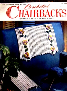All instruc for, Church lace SHADE PULLS &...Vintage CHAIR BACKS with ARM COVERS - Picture 1 of 4