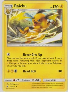 Pokemon JCC SM Bonos Ininterrumpidos 55/214 Raichu Estrella Negra Tarjeta Rara - Imagen 1 de 1