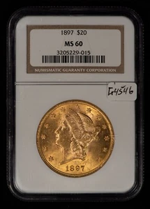 1897 G$20 Liberty Gold Double Eagle - Full Luster - Looks 62 - NGC MS 60 - G4546 - Picture 1 of 4