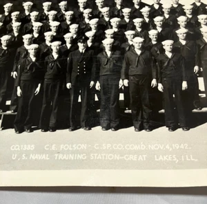 Vintage 1942 US Naval Training Station Photograpgh Great Lakes WW2 Military - Picture 1 of 5