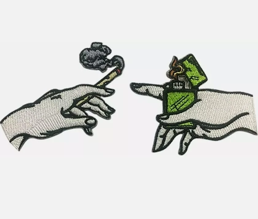 Holly Joint 2 Pack Lighter and Joint Embroidered Iron On Patch - Hippie Est.2" - Image 1 of 1