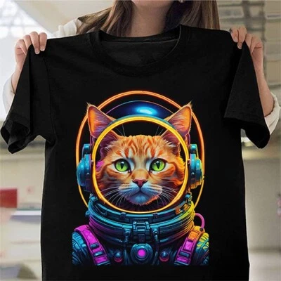 Camiseta SPACE CAT Camiseta Top Regalo Gatito Cósmico Galaxia Ciencia Ficción Genial Diseño Astronauta Foto 1 de 4