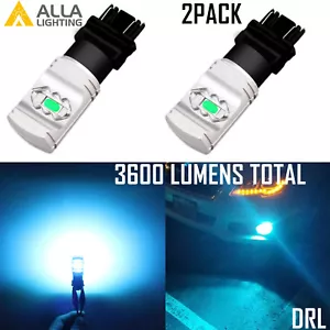 AllaLighting LED 3157 DRL Daytime Running Light Bulb Bright Cool Light Ice Blue - Picture 1 of 9