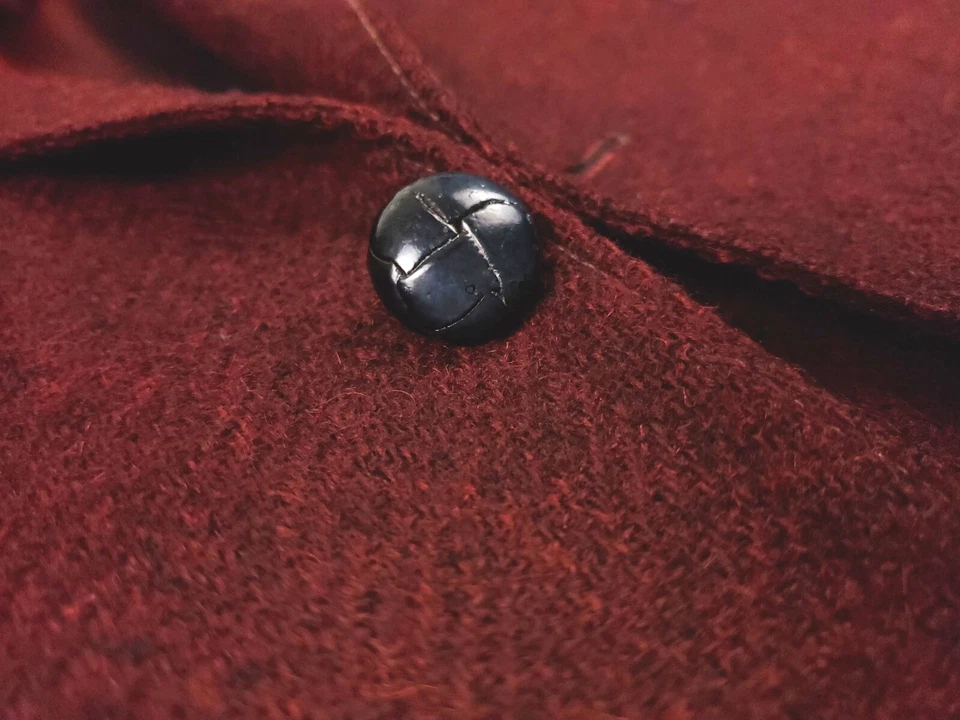 Бургундский твид шерсти 42S заказ половина с подкладкой спортивное пальто с кожаной пуговицей - Изображение 1 из 4