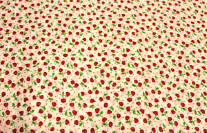 1930s reproduction fabric cotton quilt white w/ red cherries pink dot 43"x1/2 yd