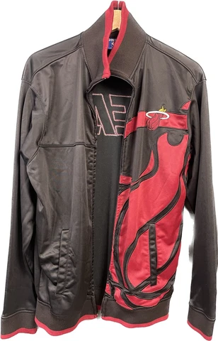 NBA Men’s Miami Heat Full Zip Jacket Red & Black Size Large Box Heat Logo EUC Cover