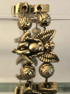 Vintage Antiqued Gold Tone Fairy Chain Bracelet Chain 7.75”Seta 14432 Korea - Picture 1 of 12