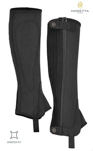 HALF CHAPS SHIRES MORETTA Amara Suede Stretch Fit Full Length Zip Adults Black - Picture 1 of 3