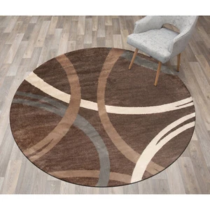 Rugshop Round Rugs Modern Abstract Circles Design Round Area Rugs Brown Rugs New - Picture 1 of 7