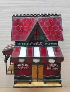 Vintage Franklin Mint Coca Cola Corner Store Collectible Stained Glass No Light