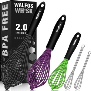 Silicone Whisk, Thickened Silicone Coat Non-Scratch Kitchen Whisks, BPA SAFE, 7+ - Picture 1 of 9