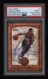 1997-98 John Starks PSA 9 Topps Basketball On Card Auto Autograph *NICE*Low POP3 - Picture 1 of 2