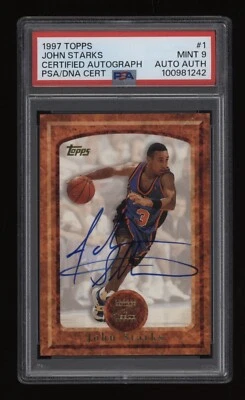 1997-98 John Starks PSA 9 Topps Baloncesto En Tarjeta Autógrafo *BONITO*Bajo POP3 Foto 1 de 2