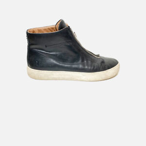 Frye Leather High Top SINGLE Sneaker Lena Silver Zip Black RIGHT SHOE ONLY - 9.5