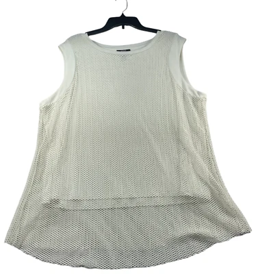 Alfani Blouse Womens Plus size 3X White Mesh Lined Layered Sleeveless Tank New - Image 1 of 4