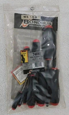 Vtge. Bondhus 74699 Set of 9 Balldriver Screwdrivers ProHold Tip Metric Made USA - Image 1 of 4