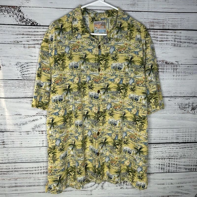 Camisa abotonada vintage de seda hawaiana Margaritaville de las 5 en punto XL Foto 1 de 4