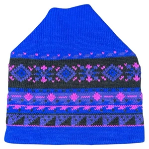 Gorro tejido vintage años 80’s/90’s esquí snowboard azul, púrpura y rosa sombrero - Imagen 1 de 6