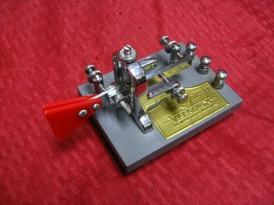 Vibroplex Telegraph Key red Triangle Paddle S/N 70027 morse code ham keyer - Image 1 of 4