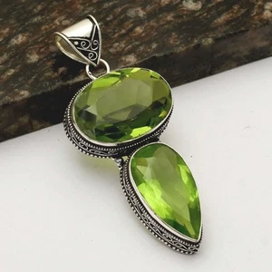 Peridot Gemstone Ethnic Handmade Antique Design Pendant Jewelry 3.2" AP-14882 - Picture 1 of 1