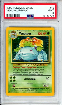 1999 Pokémon Base Set Venusaur Holo Card #15 - PSA 9 NEW CERT! - Image 1 of 2