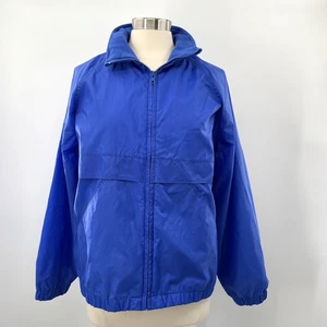 VTG Pacific Trail Mens Royal Blue Windbreaker Jacket Hidden Hoodie Size Large L - Picture 1 of 12