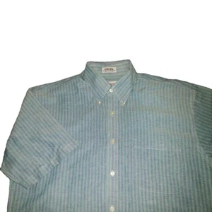 Roundtree & Yorke Dillards Mens Blended Oxford Half Sleeve Shirt Green Blue Vtg - Picture 1 of 6