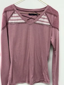 prAna Top Womens XS Breathe Yoga Purple Shirt Pullover Geometric Block - Picture 1 of 5