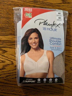 NIP SIZE 46C PLAYTEX 18 HOUR BRA BRASSIERE ULTIMATE SHOULDER COMFORT WIRELESS - Image 1 of 4