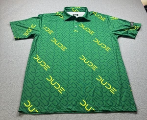 Waggle Mens XL Golf Polo Shirt Dude Allover Print Stretch Green S/S - Afbeelding 1 van 7