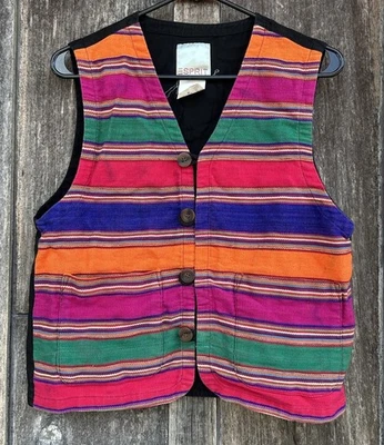 Chaleco de franela manta india ESPIRIT de colección años 90 talla M BOHO suroeste Foto 1 de 4