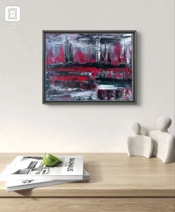Original Art "Grim" 11x14 Canvas Expressionism Abstract Design Home Art - Picture 1 of 7